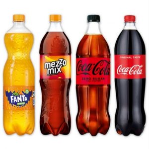 Coca Cola , Cola Zero , Cola Light , Mezzo Mix , Sprite , Fanta 1 L